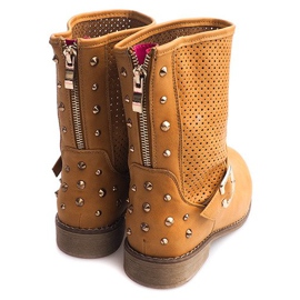 Boots ajourées avec fermeture éclair TLT1302 Camel brun 5