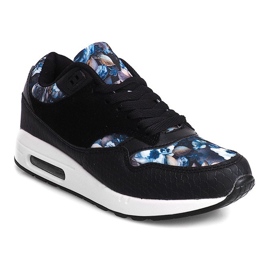 Chaussures Baskets Fleurs R-50 Noir 2