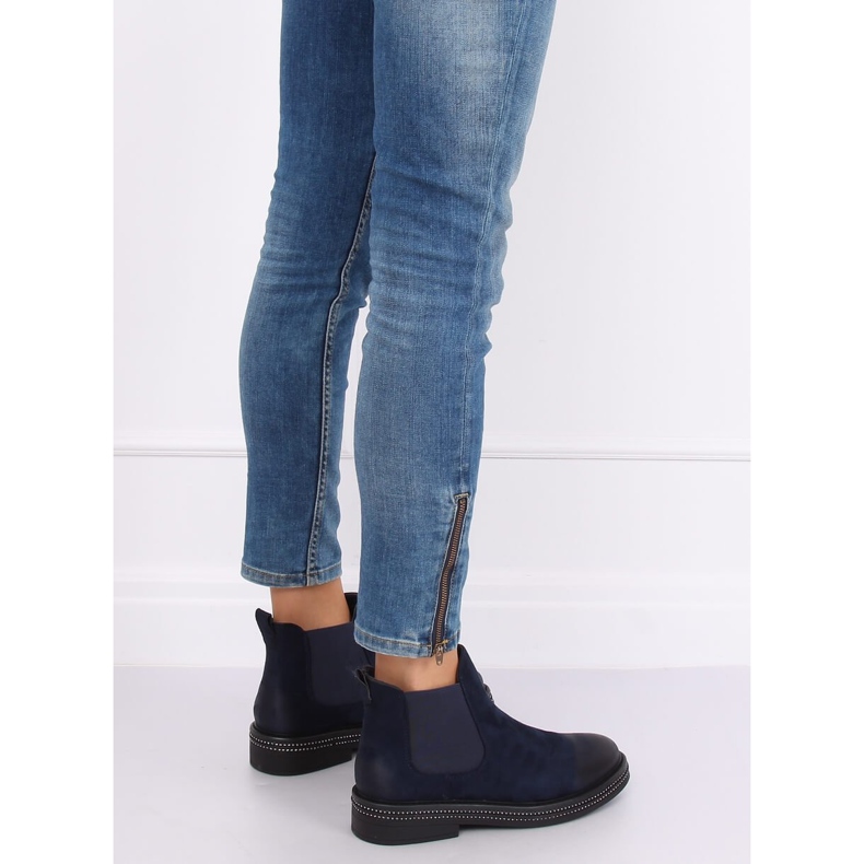 Bottines Chelsea bleu marine pour femme WY-2842 Bleu 1 Bottines Chelsea bleu marine pour femme WY-2842 Bleu 1