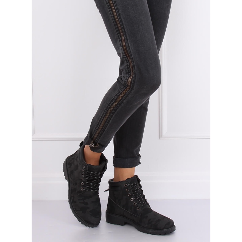 Bottes en bois pour femmes camo W-3033 Blackcamuflage noir 1