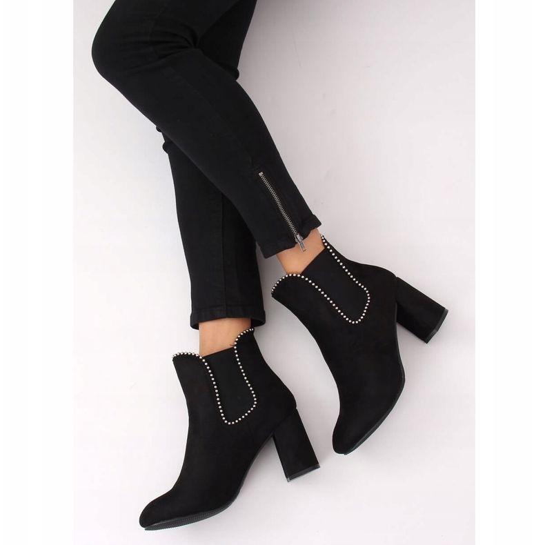 Bottines à talons noires 7392-GA Noir le noir 1