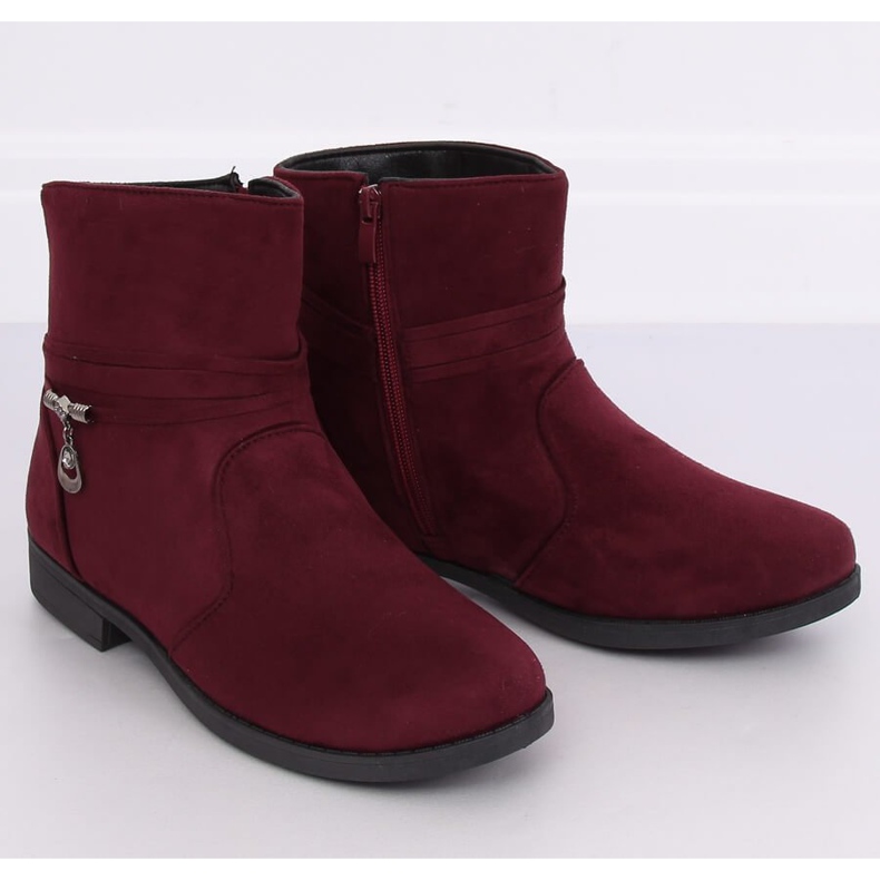 Bottines femme marron en daim MP-53 Rouge 1