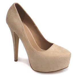 Escarpins en daim sur la plateforme beige clair LE107A 2