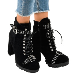 Bottines en daim noir sur le poteau LS5071 le noir 2