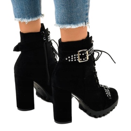 Bottines en daim noir sur le poteau LS5071 le noir 3