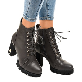 Bottes chaudes sur un poteau avec une fermeture éclair K-9925 gris 2