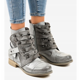 Boots femme grises ornées d'une fermeture éclair F1611 1