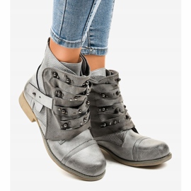 Boots femme grises ornées d'une fermeture éclair F1611 2