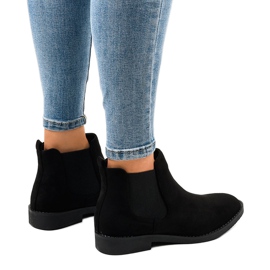 Bottines plates en daim noir avec un élastique L08-155 le noir 3