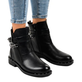 Bottes isolées noires avec chaîne G-162-1 le noir 1