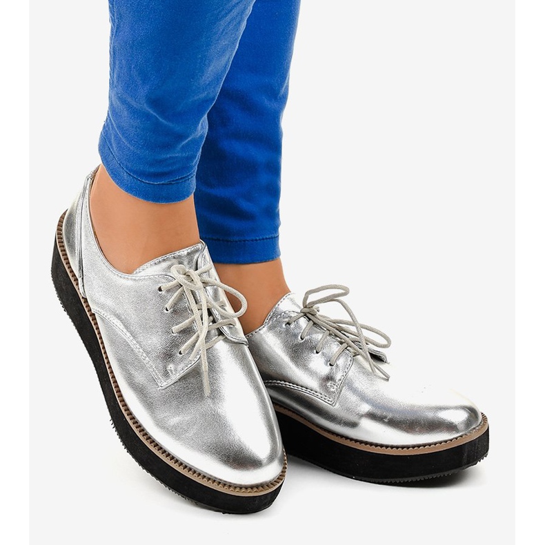 Chaussures à lacets élégantes argentées 2017-1 gris 2 Chaussures à lacets élégantes argentées 2017-1 gris 2