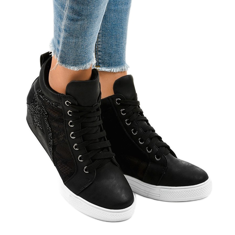 Baskets noires à lacets compensés JK-53 le noir 2