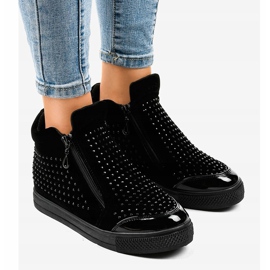 Baskets compensées noires avec fermetures éclair R51-1 le noir 1