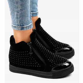 Baskets compensées noires avec fermetures éclair R51-1 le noir 3