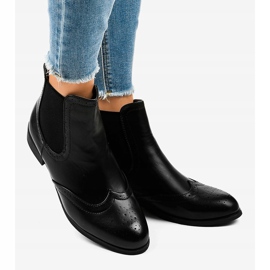 Bottes noires avec un éco-cuir élastique T113 2