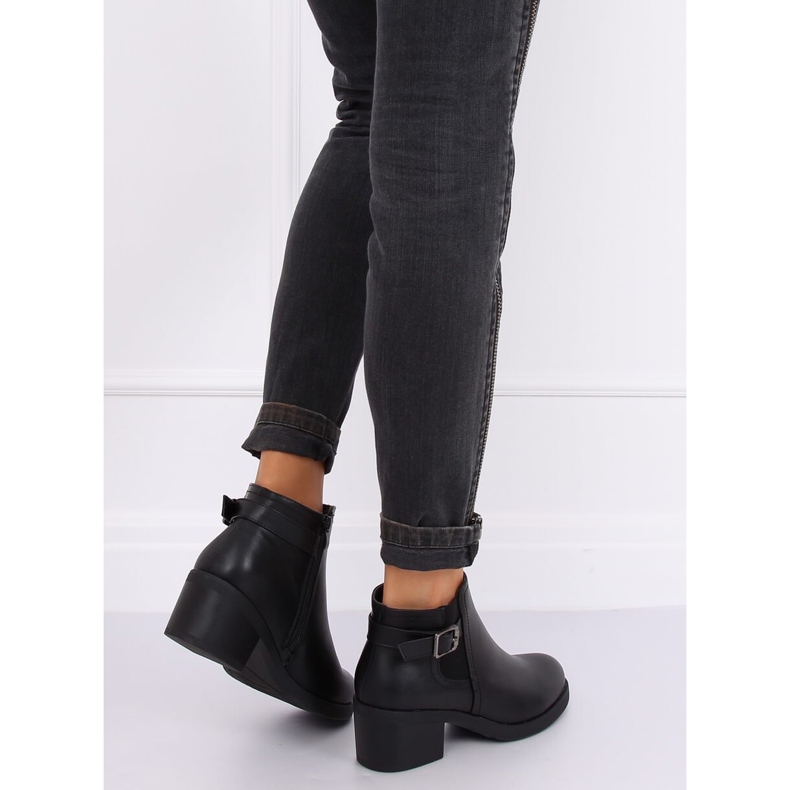 Bottines Jodhpur noires à talons hauts B0-232 Noir 1