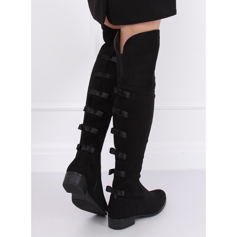 Bottes cavalières femme à nœuds noirs H202 Noir 1