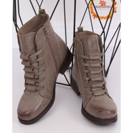 Bottines à lacets beige F2801 Kaki 1