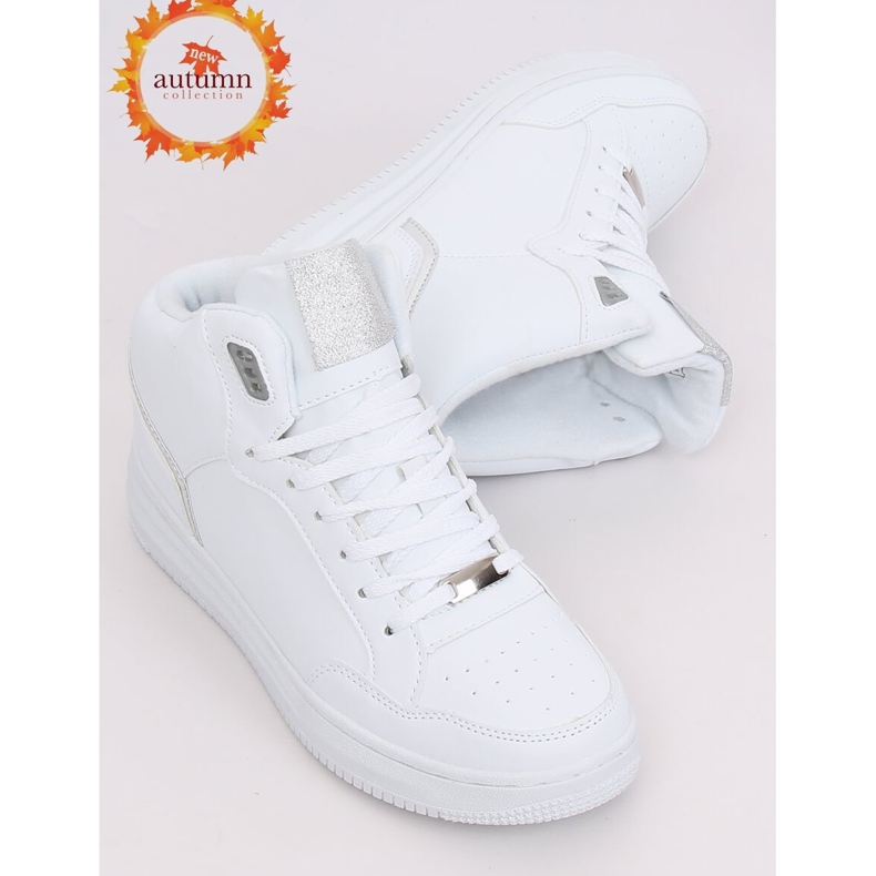 Chaussures de sport montantes blanches et argentées 107-18 BLANC / ARGENT 1