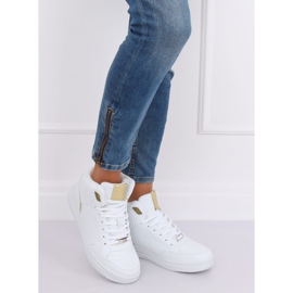 Chaussures de sport montantes blanches et dorées 107-18 BLANC / OR 2