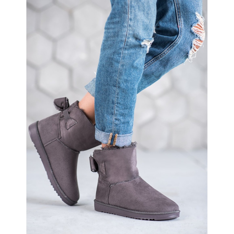 Mukluki gris avec un nœud 1