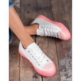 Jumex Baskets à la mode pour femmes blanche rose 1