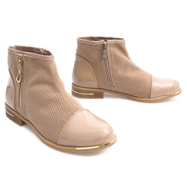 Bottines Élégantes Ajourées B8107 Beige 1