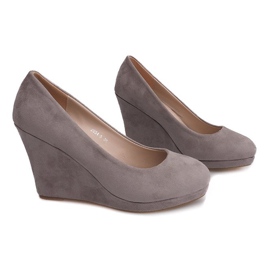Escarpins En Daim Sur Compensé 2054 Gris 3