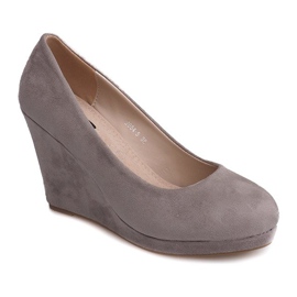 Escarpins En Daim Sur Compensé 2054 Gris 4