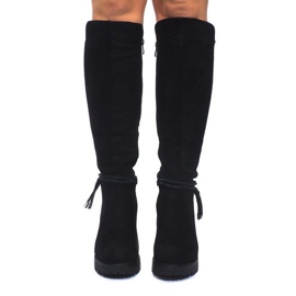 Bottines en daim sur poteau ES8516 Noir le noir 2
