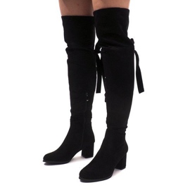 Bottes en daim chaudes sur une barre ES8517 Noir 1