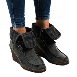 Bottines en daim noir à motif damier CH-22 le noir 4