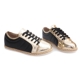 Espadrilles en lin Q52 Baskets noires le noir jaune 2