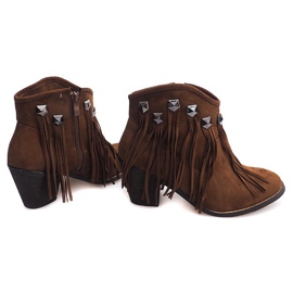Bottines combinées Fringe Boho 99-105 Camel brun 1