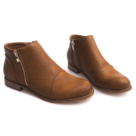 Boots ajourées à fermeture éclair H197 Camel brun 2