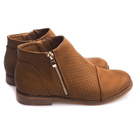 Boots ajourées à fermeture éclair H197 Camel brun 5