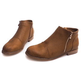 Boots ajourées à fermeture éclair H197 Camel brun 3