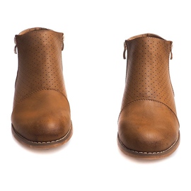 Boots ajourées à fermeture éclair H197 Camel brun 1
