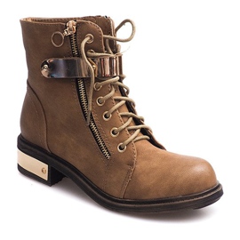 Bottines à Lacets Avec Boucle F03 Beige 1