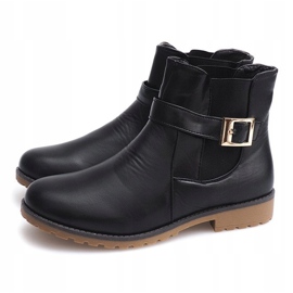 Bottes Avec Caoutchouc Et Boucle Fourrure E598 Noir vert 1