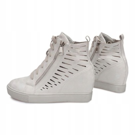 Baskets compensées ajourées HQ881 Argent gris 2