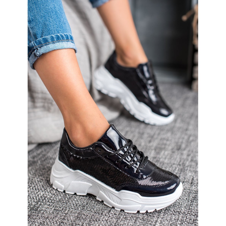 Marquiz Chaussures de sport à paillettes le noir 1