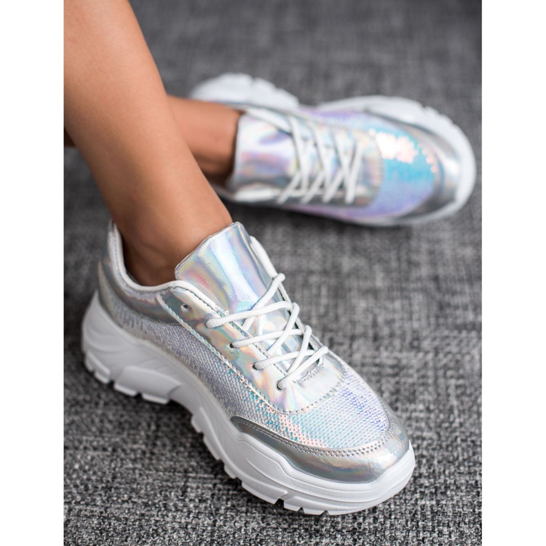 Marquiz Chaussures de sport à paillettes gris 1