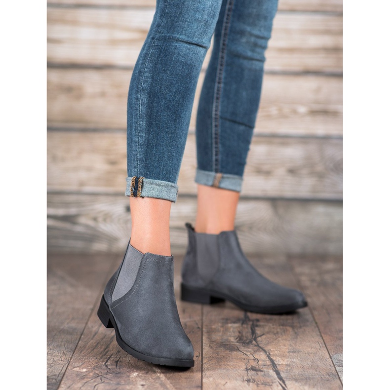 SHELOVET Bottines Chelsea en daim gris 1