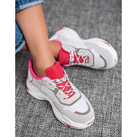 SHELOVET Chaussures de sport à lacets rouge gris 1