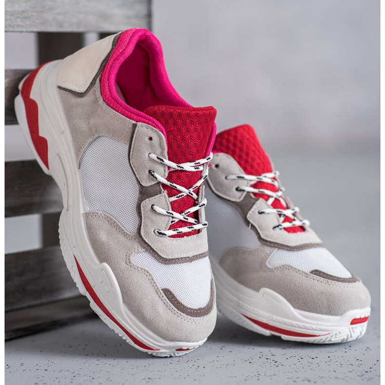 SHELOVET Chaussures de sport à lacets rouge gris 2