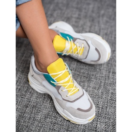 SHELOVET Chaussures de sport à lacets gris jaune 1