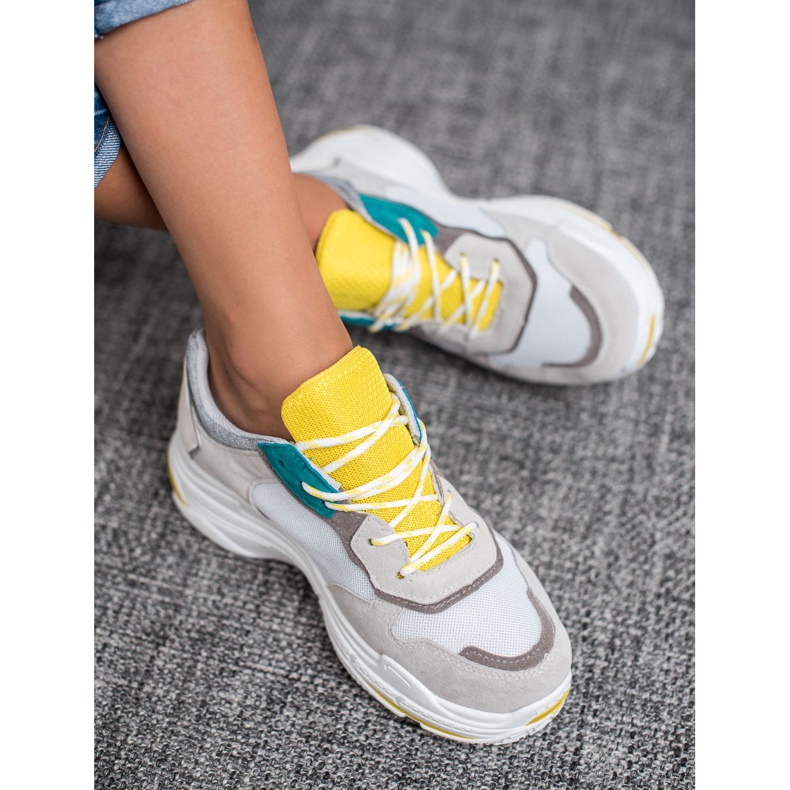 SHELOVET Chaussures de sport à lacets gris jaune 1