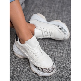 SHELOVET Baskets à imprimé serpent blanche multicolore 1