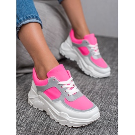 Ideal Shoes Chaussures de sport fluo blanche rose multicolore 1 Ideal Shoes Chaussures de sport fluo blanche rose multicolore 1